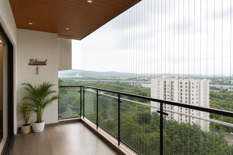 Invisible grills installed on a residential balcony in Kharghar, Navi Mumbai