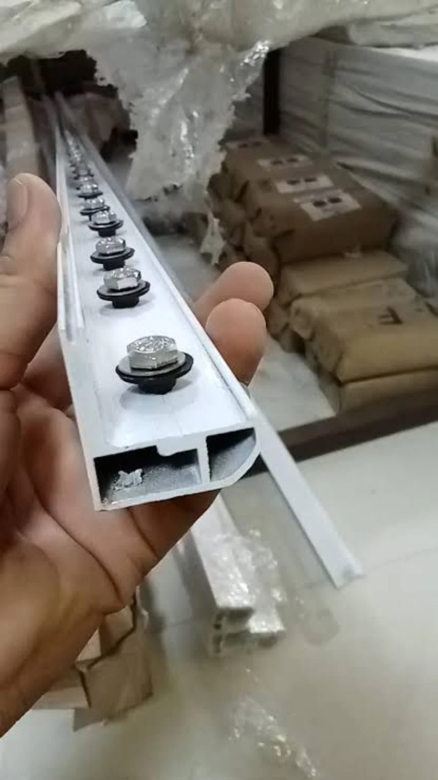 Stainless steel mounting profile with protective fixing hardware